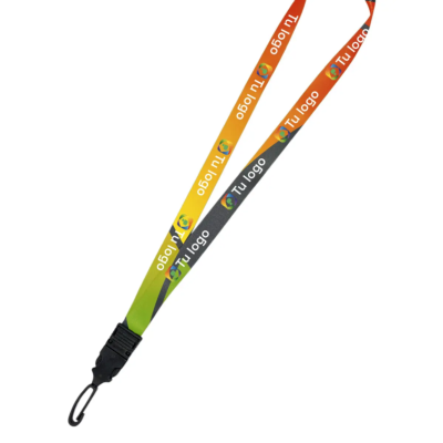 Colgante con mosquetón plástico giratorio de 19mm. (Tela Satin)