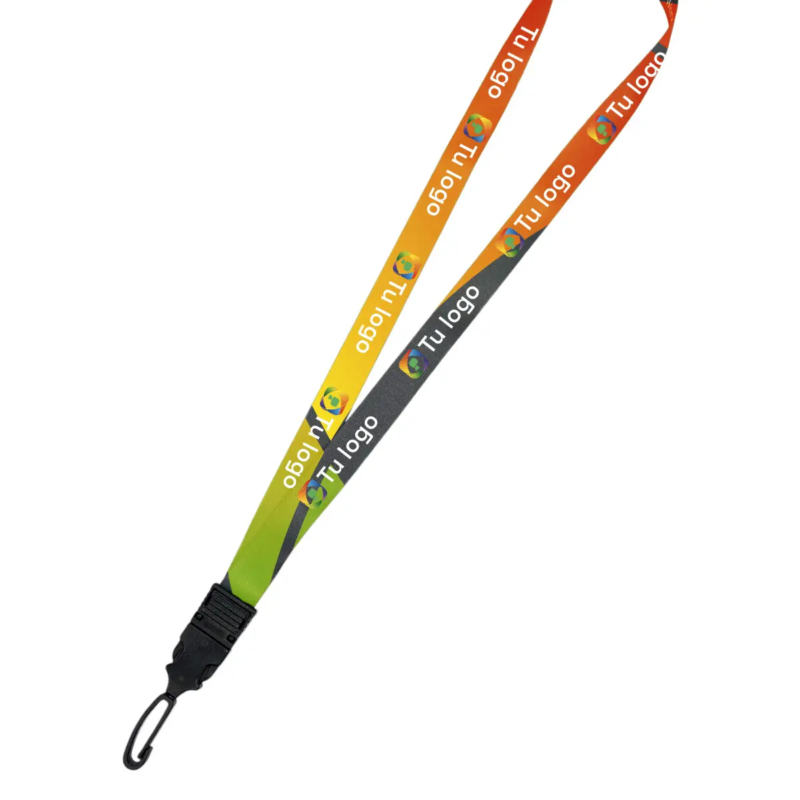 Colgante con mosquetón plástico giratorio de 19mm. (Tela Satin)