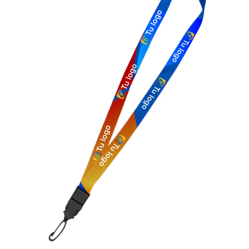 Colgante con mosquetón plástico giratorio de 19mm. (tela regular)