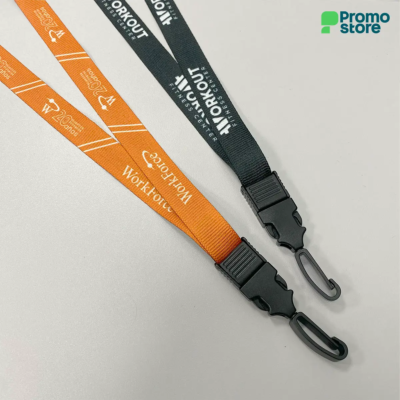 Colgante con mosquetón plástico giratorio de 19mm. (tela regular)