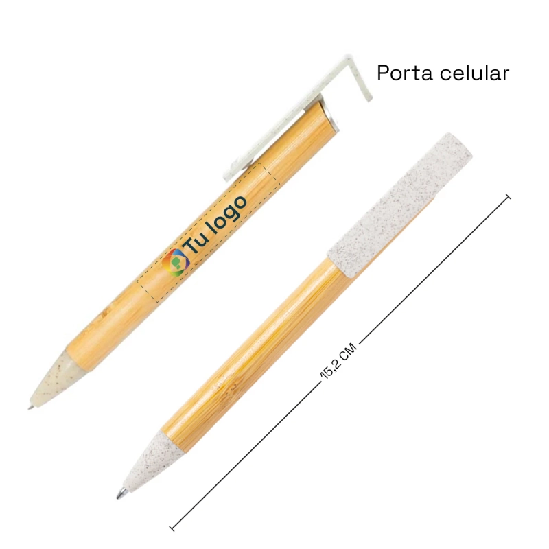 Boligrafo Bambú portacelular