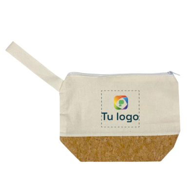 Cosmetiquera de lienzo con corcho