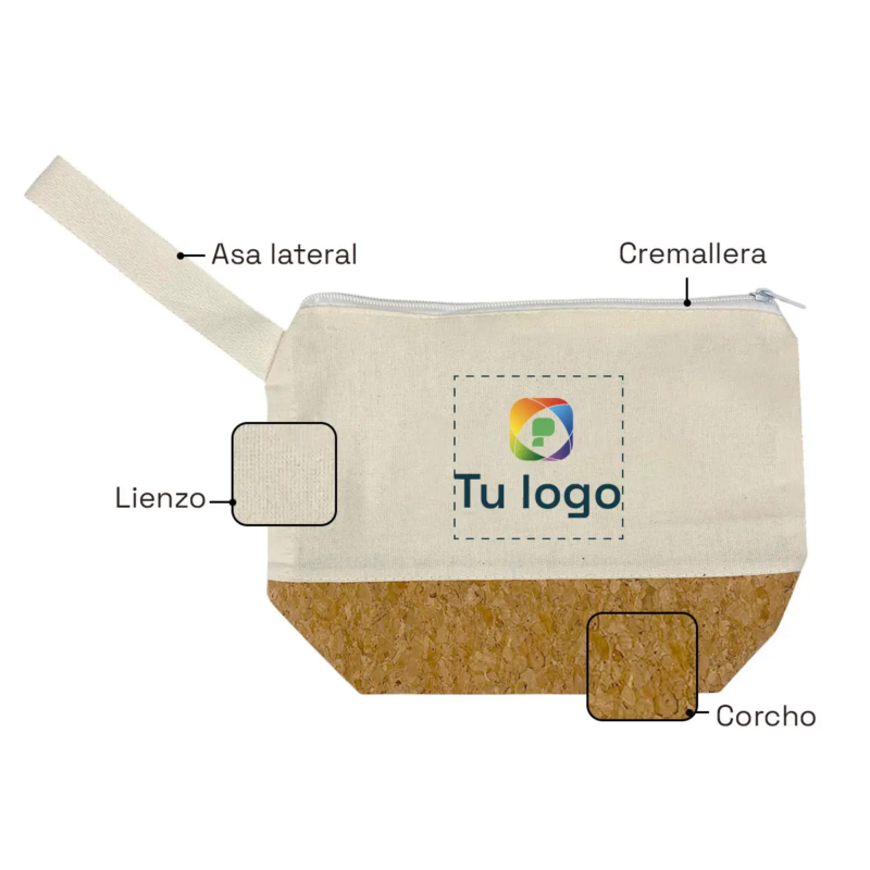 Cosmetiquera de lienzo con corcho