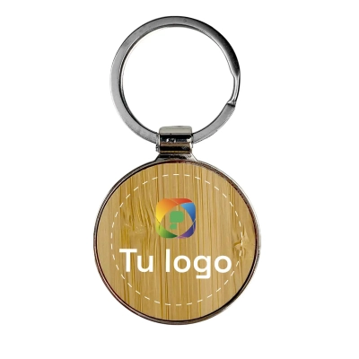 Llavero bambu circular