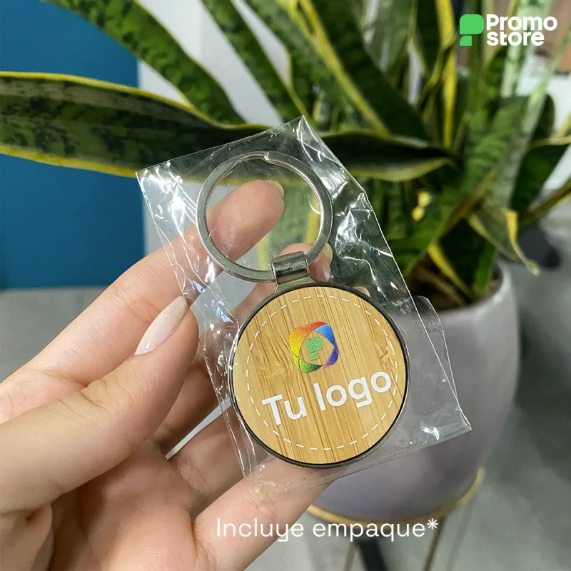 Llavero bambu circular