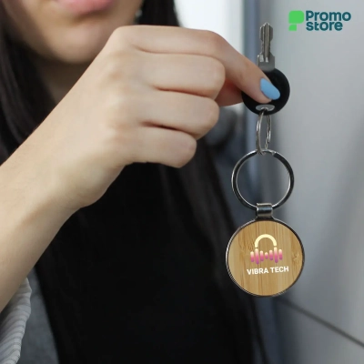 Llavero bambu circular