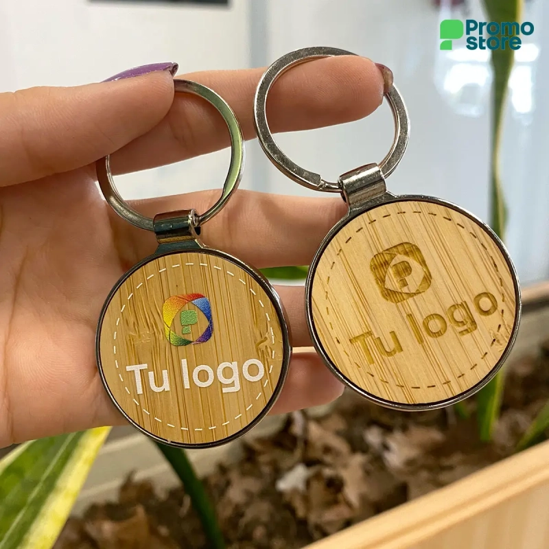 Llavero bambu circular