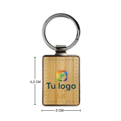 Llavero bambu rectangular