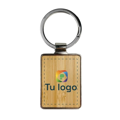 Llavero bambu rectangular