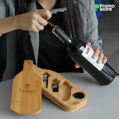 Set de vino bambu
