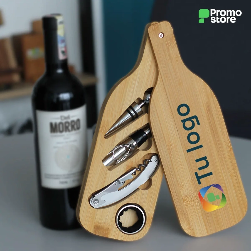 Set de vino bambu