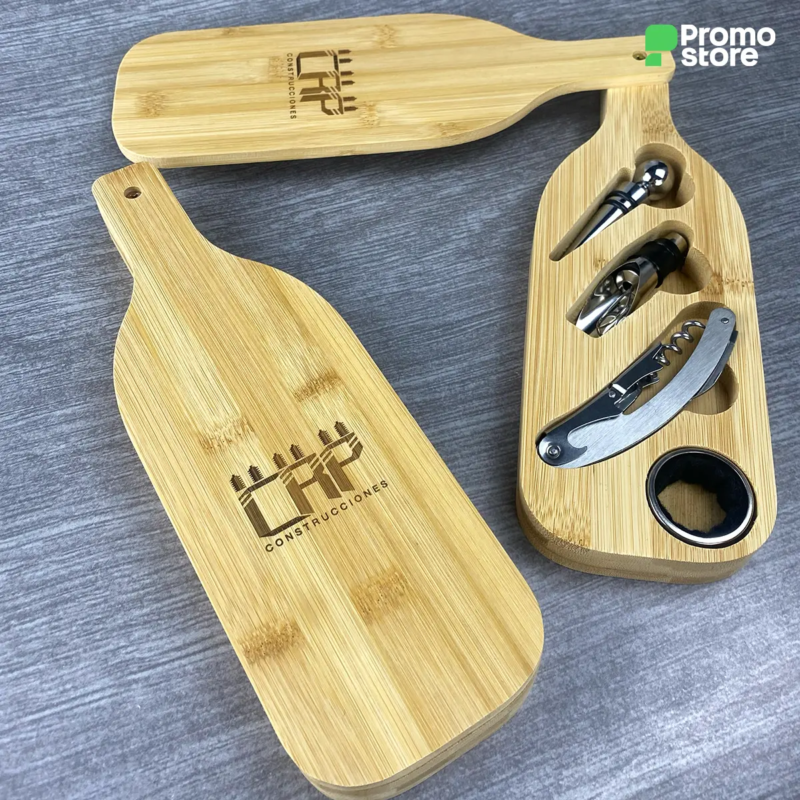 Set de vino bambu